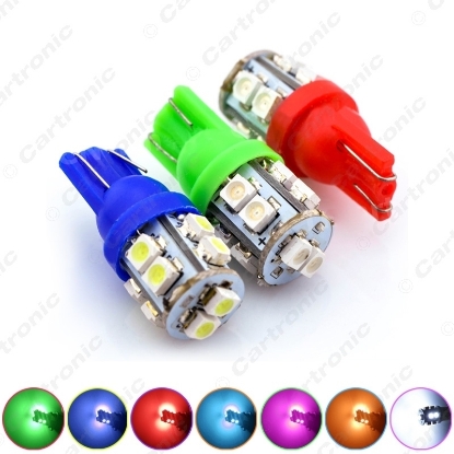 Picture of Bright T10 Wedge 168 194 W5W Car LED Light Bulbs 1210 10SMD 12V 7 Colors