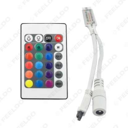 Picture of Car 5-24V 6A Mini RGB LED IR Wireless Controller with 24 Keys RGB Remote Control for LED Light Bar Lamp 24 Modes