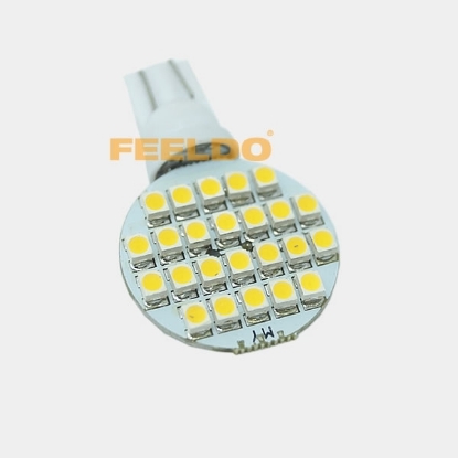 Picture of Warm White Circle Panel 12V T10/194 1210/3528-24SMD LED Car Bulb Lamp