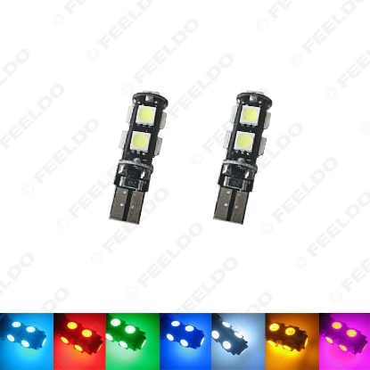 Picture of 1pcs White T10 W5W 194 CANBUS 9 5050SMD LED Car Side Wedge Light Lamp Bulb 7 Colors