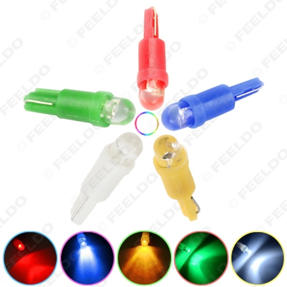 Picture of 1pcs 5-Color T5 74 2721 Car LED Light Convex 1-LED Wedge Base for Dashboards (Gauge bulbs)