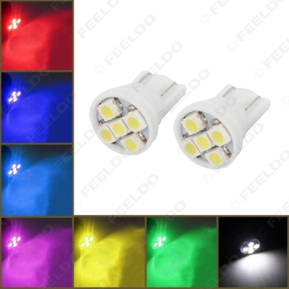 Picture of 1pcs Car/Auto T10 194 168 1206 5SMD Wedge LED light Bulbs DC12V 7-Color