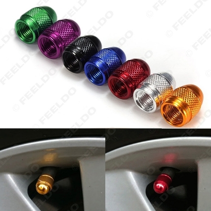 Picture of 4pcs Aluminum Bullet Style Car Motorcycle Air Port Cover Tire Valve Wheel Stem Caps 3-Color
