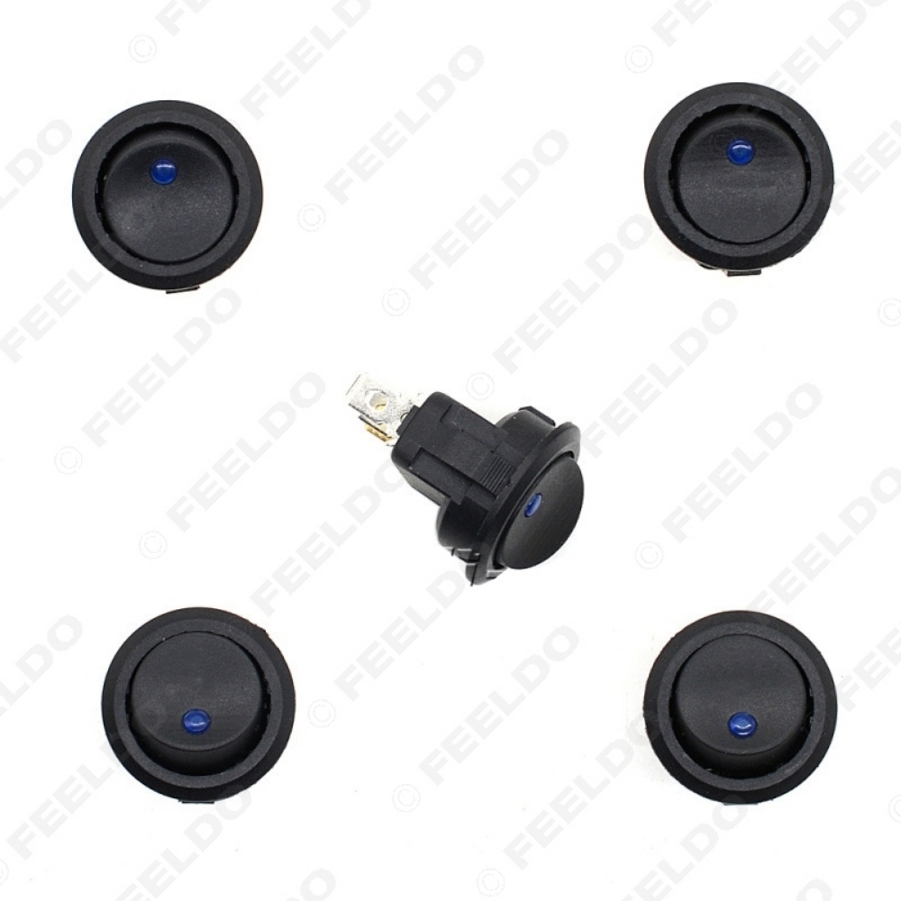Picture of 5pcs/lot Car Boat Auto Motorcycel LED Dot Light 12V Round Rocker ON OFF SPST Switch with Blue Light