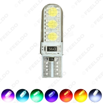 Picture of 1pcs T10 194 501 W5W 5050 6SMD Car Silicone LED Side Dome Map Light Wedge Lamp 7-Color
