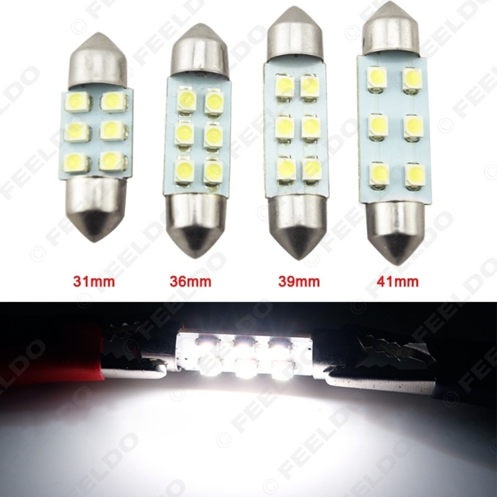Picture of 1PC Super White 31mm/36mm/39mm/41mm 1210/3528 6SMD Car Auto Festoon Dome LED Light Bulbs