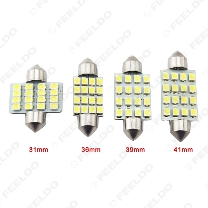 Picture of White Auto LED Bulbs 31mm 36mm 39mm 41mm 16-SMD 1210/3528 Chip Festoon Dome Map Cargo Car LED Light