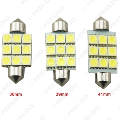 Picture of White 36mm 39mm 41mm 9SMD 5050 Car LED lights Festoon Dome LED bulbs Reading LED Light 12V