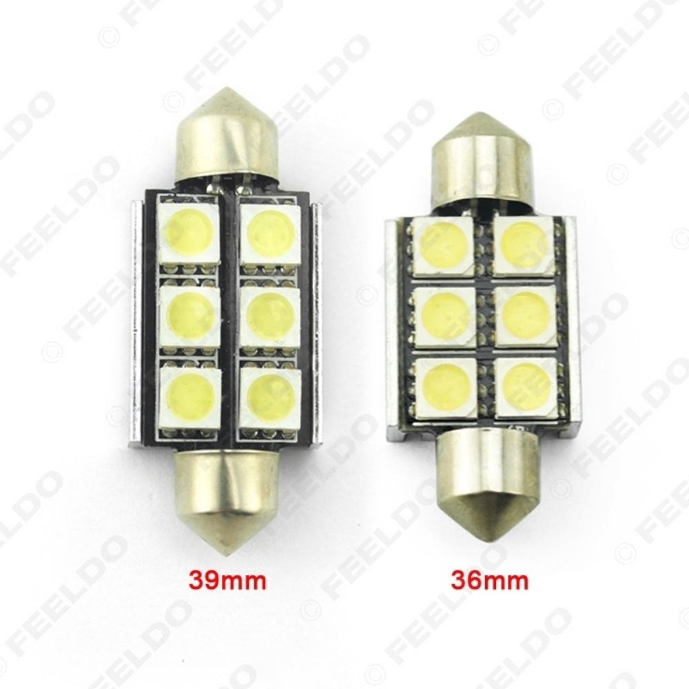 Picture of 1pc White 31mm 39mm No Error Canbus 6-LED 5050SMD Car Reading Light Festoon Dome LED Light Bulbs