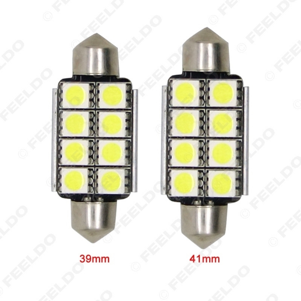 Picture of 1pc White 39mm 41mm 1.5W 6000K 120-Lumen 5050 8LED Car Festoon Dome Reading LED light