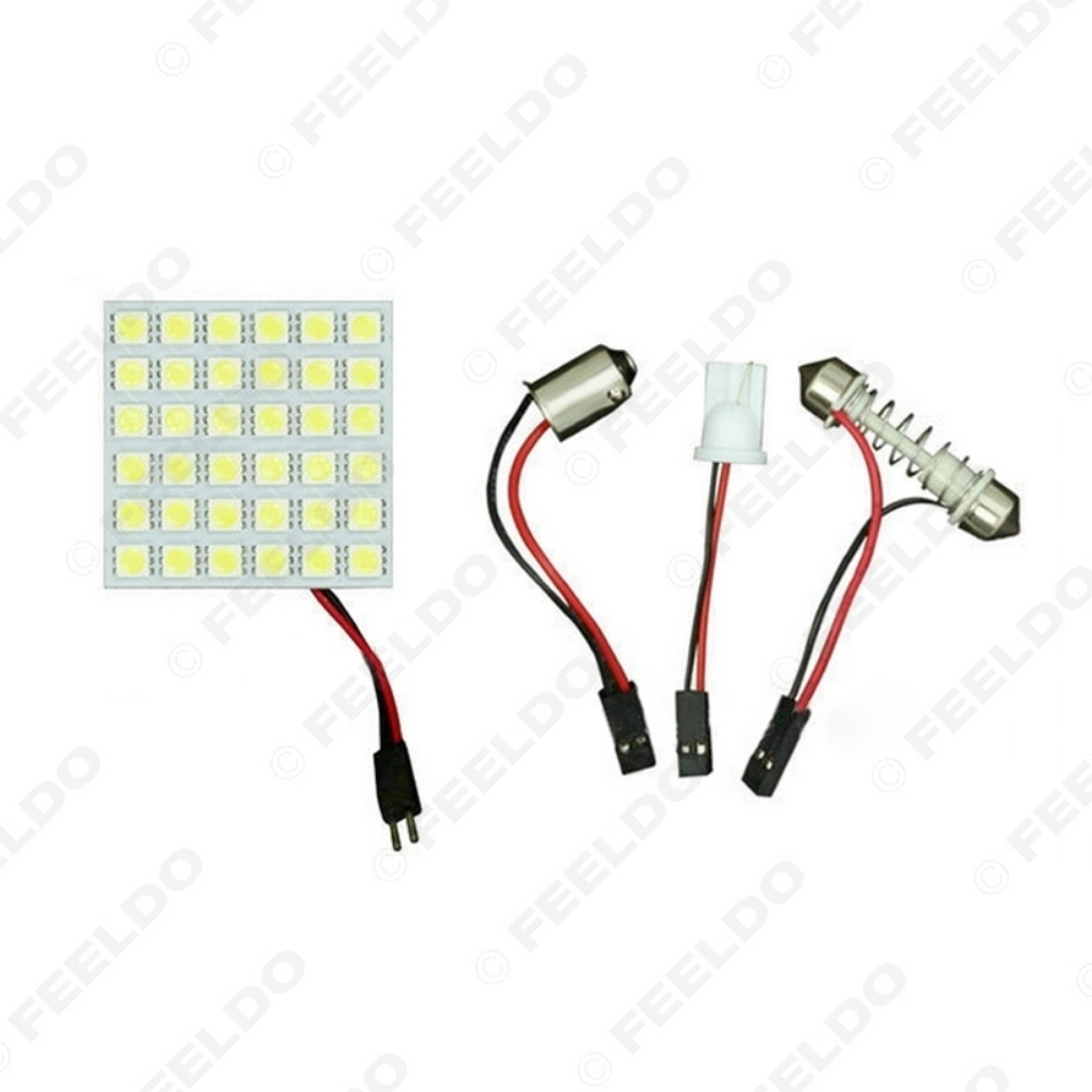 Picture of White Car 36SMD 5050 LED Light with T10/BA9S/Festoon Adapter Dome Bulbs Panel Reading Light