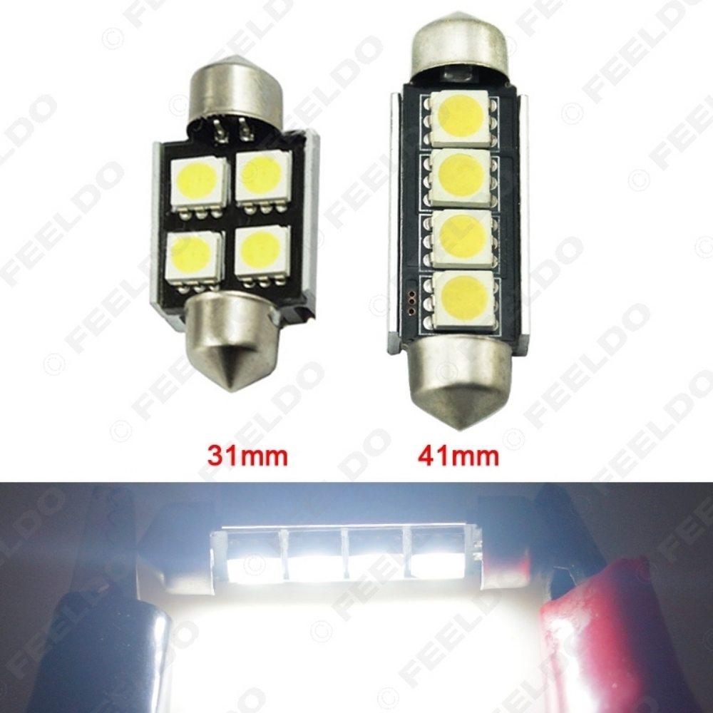 Picture of 1pcs White 31mm 41mm No Error Canbus 4-LED 5050SMD Car Festoon Dome LED Light Reading Light
