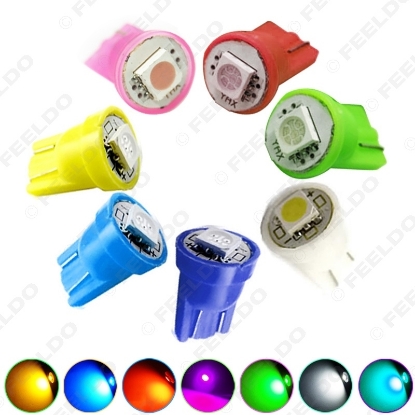 Picture of 1pcs DC12V Car 168 194 T10 5050 Chip 1SMD LED Wedge Base Car LED Light Bulbs 7-Color