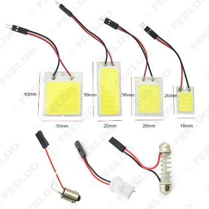 Picture of 1Set  White Car COB T10 BA9S Festoon Adapters Dome Panel Light 24LED/36LED/16LED/48LED Car LED Reading Light