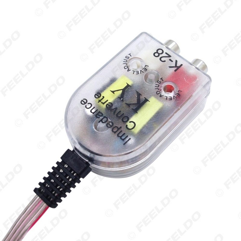 Picture of Auto Line Out Converter Audio Sound Subwoofer Amplifier styling Car Speaker to RCA Level Adaptor High to Low Sockets