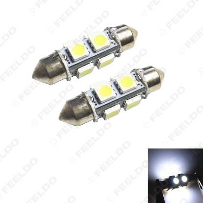Picture of 1pcs White 36mm S8.5 8SMD 5050 Chip Car Festoon LED License Plate LED Light Bulbs