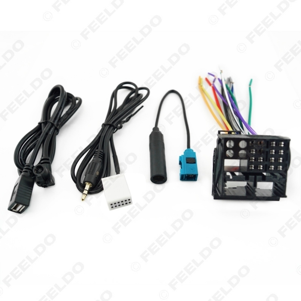 Picture of Car Stereo Head Unit Wiring Harness With FRAKA Radio Anatenn Jack USB/AUX Cable For Volkswagen Factory OEM Radio CD