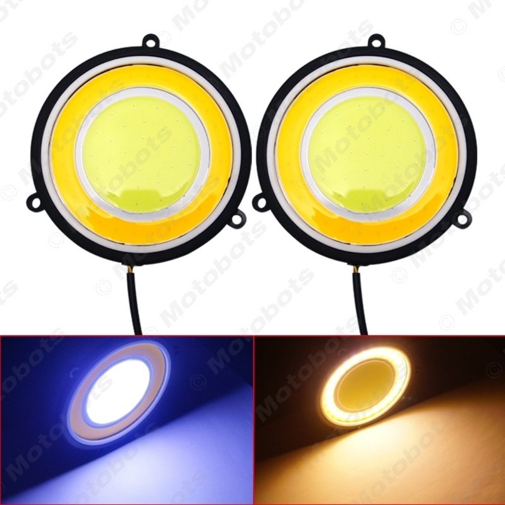 Picture of Car COB DRL Round 82mm LED Light Car Daytime Running Light White Yellow Turn Light DRL