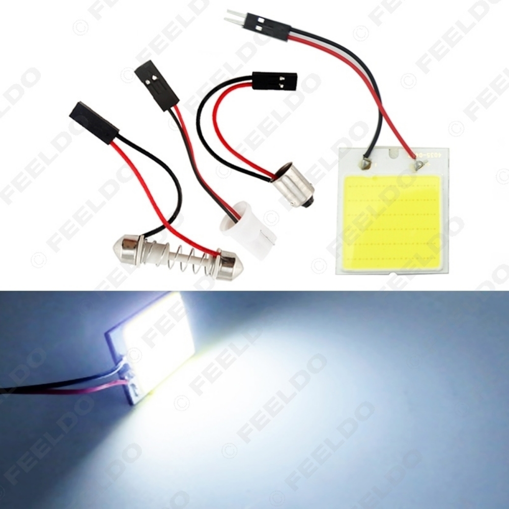 Picture of 1Set White Car COB 48SMD 40x35mm T10 BA9S Festoon Dome Panel Light Car Panel LED Reading Light