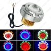 Picture of Motorcycle Car Hi/Lo Beam Projector Lens Headlight with Double Angel Eyes Demon Eye LED Fog Light