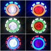 Picture of Motorcycle Car Hi/Lo Beam Projector Lens Headlight with Double Angel Eyes Demon Eye LED Fog Light