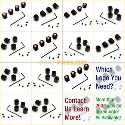 Picture of 4pcs/set Cool Black Caps Anti-Theft Locking Tire air valve caps For Mixed LOGO Order