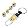 Picture of 4pcs/set Cool Chrome Car Tire Wheel Steam Valve Cap Leather Wrench Keychain For Mixed LOGOs