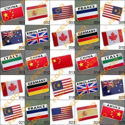 Picture of Car 3D Aluminum Alloy Chrome Rectangle National Flag Emblem Badge Sticker