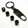 Picture of 4pcs/set Cool Black Car Tire Steam Valve Cap With Wrench Keychain For Mixed LOGO