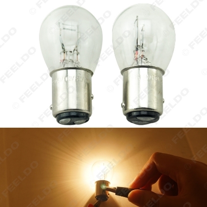 Picture of 10pcs/lot BAY15D 1157 P21/5W S25 12V Car Clear Glass Lamp Brake Tail Bulb Car Indicator Halogen Lamp
