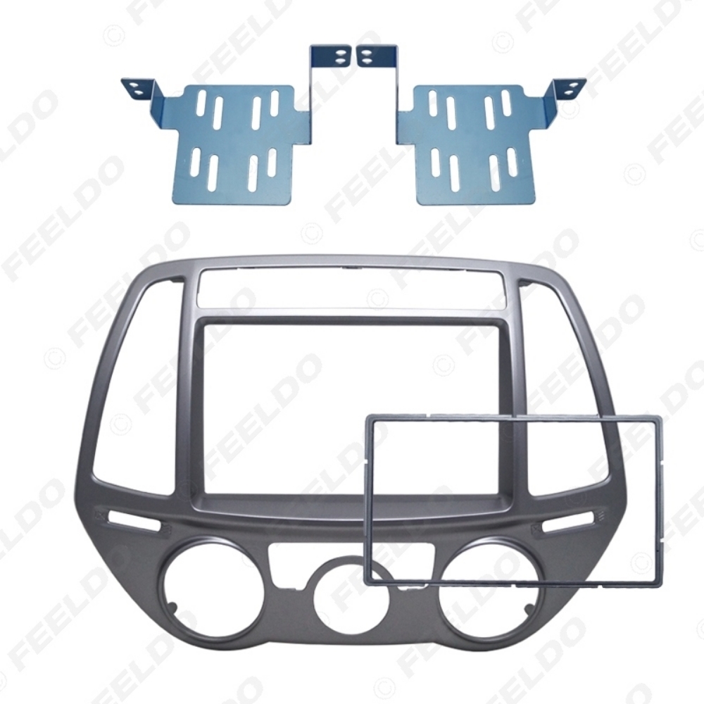 Picture of 2Din Car Fascia for Hyundai I-20 I20 I 20 Manual AC Radio DVD Stereo GPS Panel Dash Mount Trim Kit Face Plate Bezel Facia