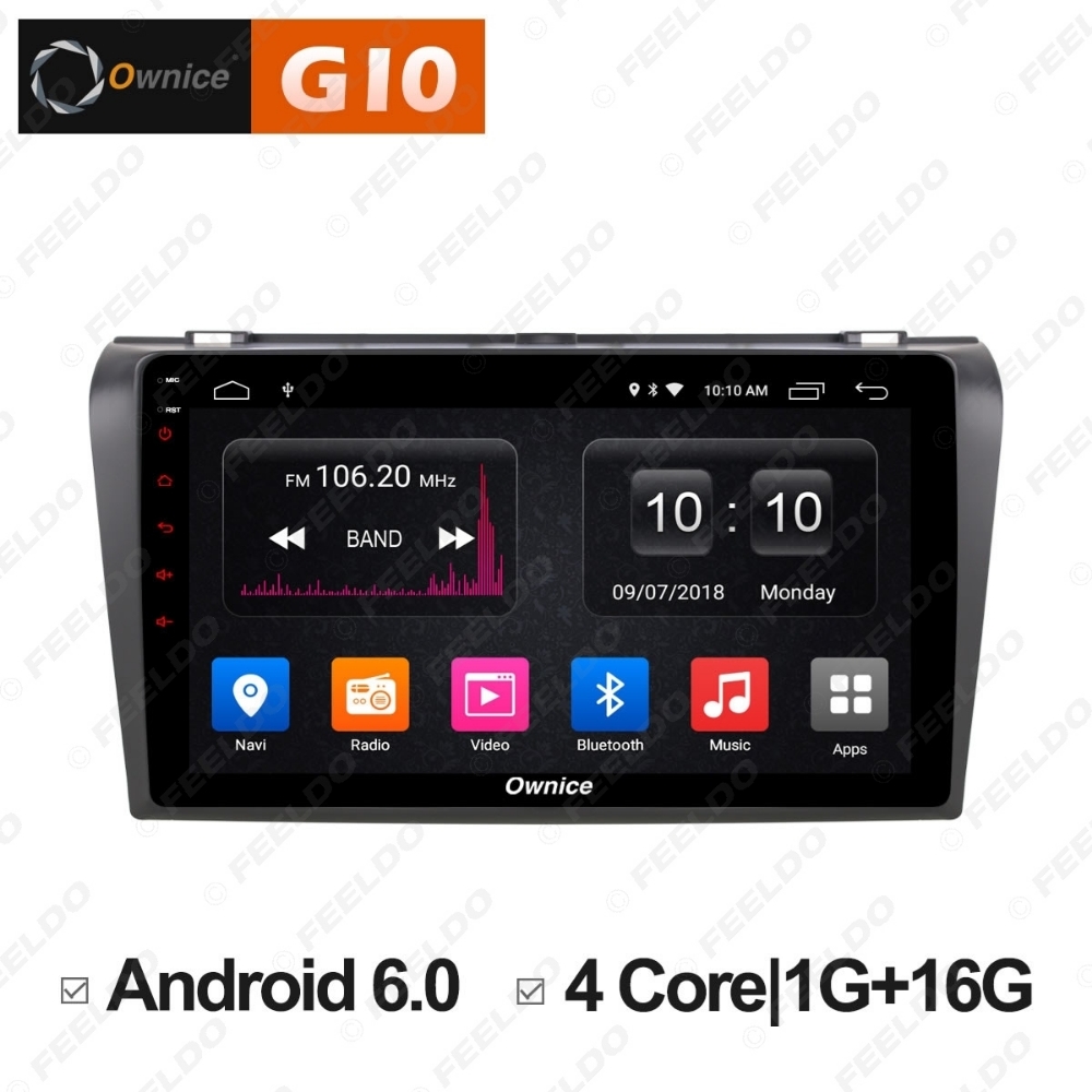 Picture of 9" 2.5D Nano IPS Screen Android 6.0 Octa Core/DDR3 2G/32G/4G LTE Car Media Player With GPS/FM/AM RDS Radio/Bluetooth /Mirror Link/USB/SD For Mazda 3 2007-2012
