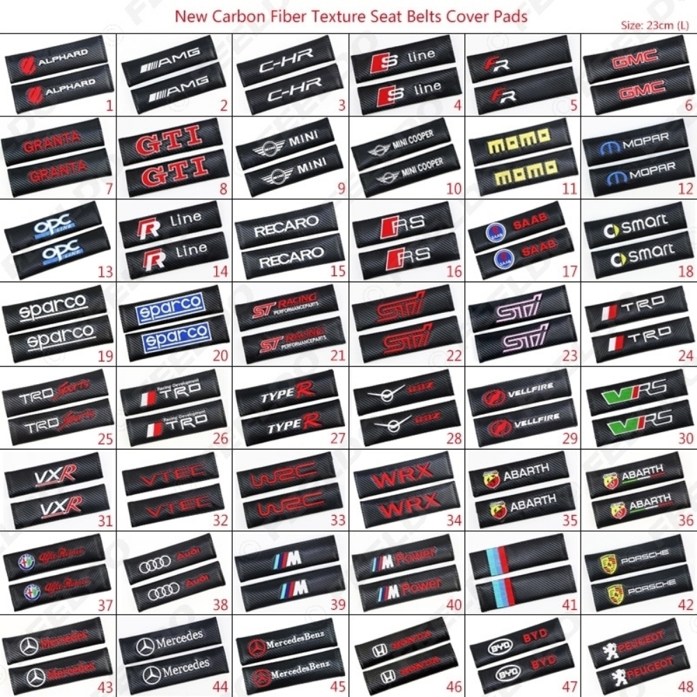 Picture of 1pair Carbon Fiber Texture Seat Belts Cover Shoulder Padding For Mixed-Order