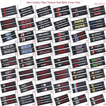 Picture of 1pair Carbon Fiber Texture Seat Belts Cover Shoulder Padding For Mixed-Order