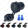 Picture of Car Dual USB Charger Power Socket Adapter With 5-Color LED Light 5V 3.1A for Motorcycle Auto Truck Boat Cigarette Lighter