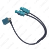 Picture of 1-Way Female Split To 2x One-Way Male FAKRA2-Z Radio Antenna Terminals With Amplifier For OEM Stereo Head Unit #6009