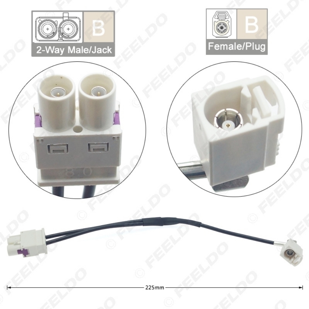 Picture of Car 1-Way Female To 2-Way Male FAKRA2-B Radio Antenna Terminals With Amplifier For Volkswagen/Skoda/Audi OEM Head Unit #3662