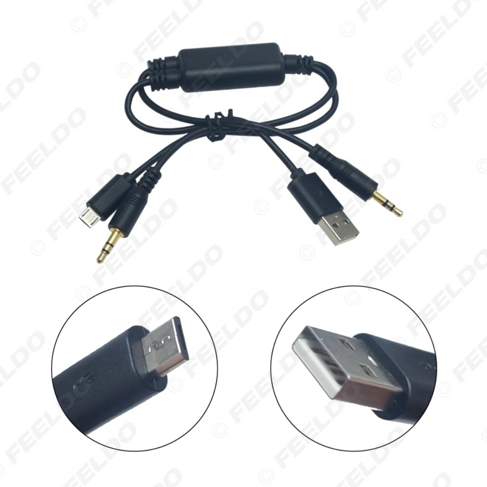Picture of Car 3.5mm Male Micro USB to 3.5mm Male USB A Plug Jack AUX Cable Adapter For BMW USB Charger Wire Cable