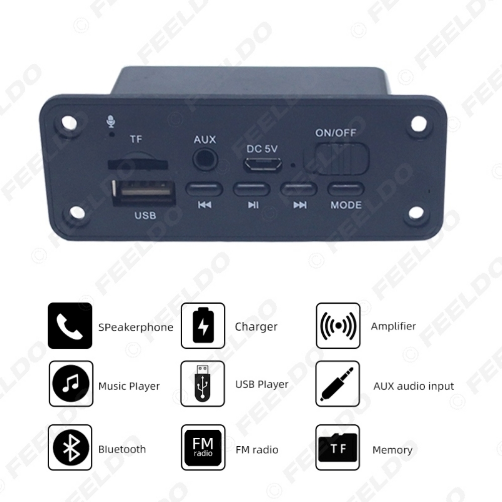 Picture of Car MP3 WMA Decoder Board Audio Module 2 x 3W Amplifier Radio FM Receiver USB TF Port Bluetooth MP3 Player DC5V