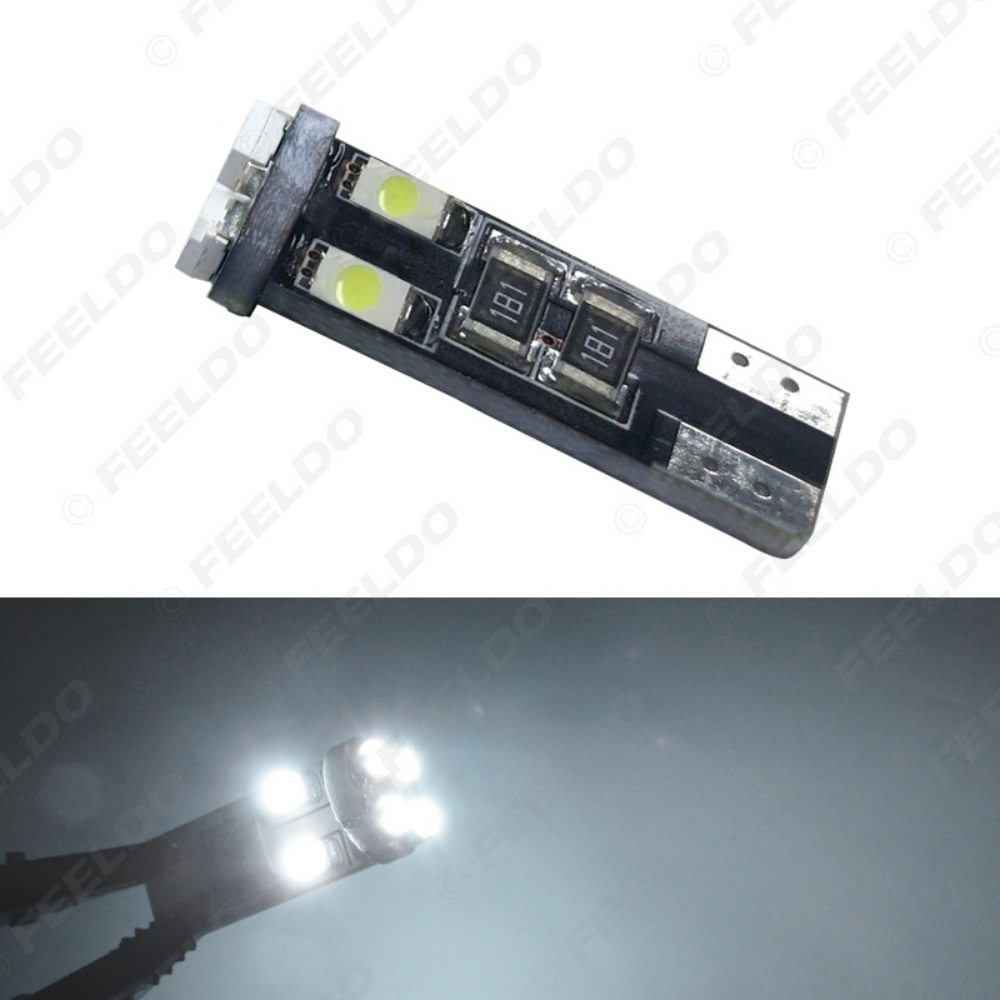 Picture of 1PC Car DC12V~14.5V 6000~6500K White 8SMD 3528 T10 Wedge Lens LED Light Bulb With CANbus Error free Light