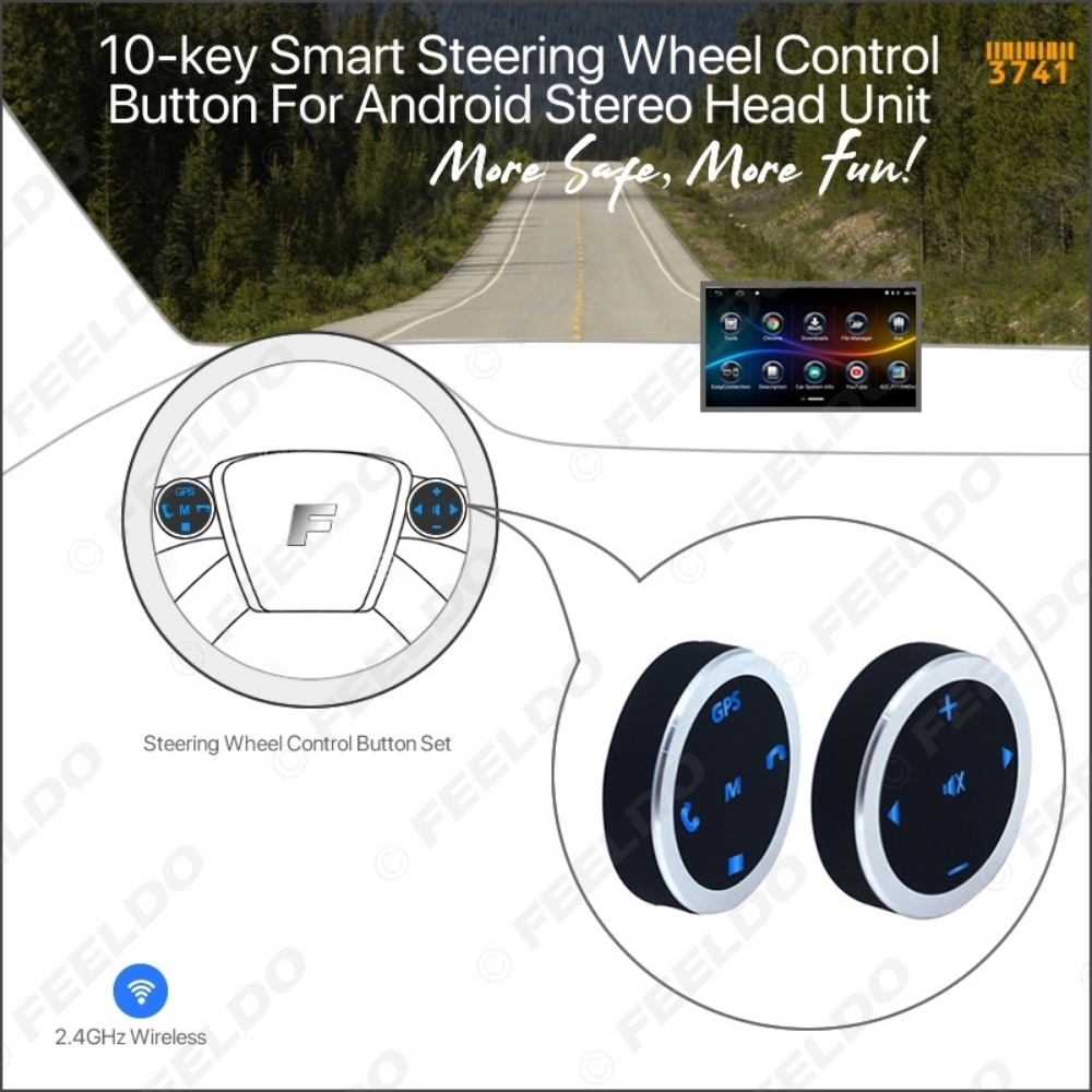 Picture of Ultra Slim 10-key Car Smart Wireless Steering Wheel Control Button Suitable For Car Android Stereo Navigation Head Unit