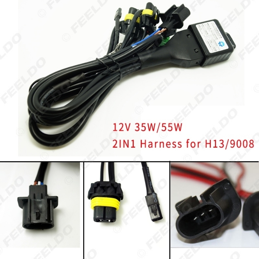 Picture of 12V 35W/55W 2in1 Wire H13/9008 Hi/Lo Beam Bi-xenon Relay Harness For HID Conversion Kit