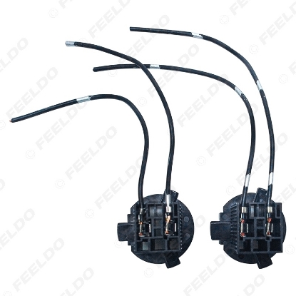 Picture of 2PCS Car Headlight Bulb Base Holder Wire Adapter For Hyundai New Santafe Halogen Lamp Socket Connector Wiring Harness