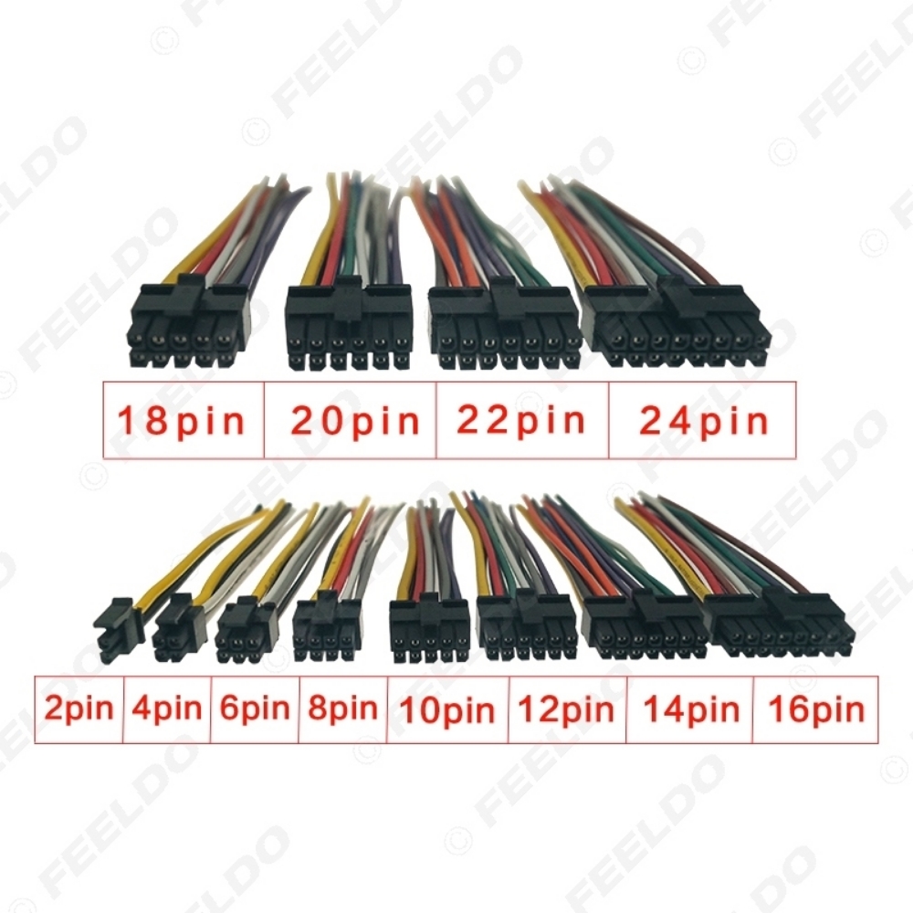 Picture of 1PC Black Universal Car Wire Harness Connector 4Pin-24Pin Head Into Car DVD CD Radio Stereo Wire Plug Adapter