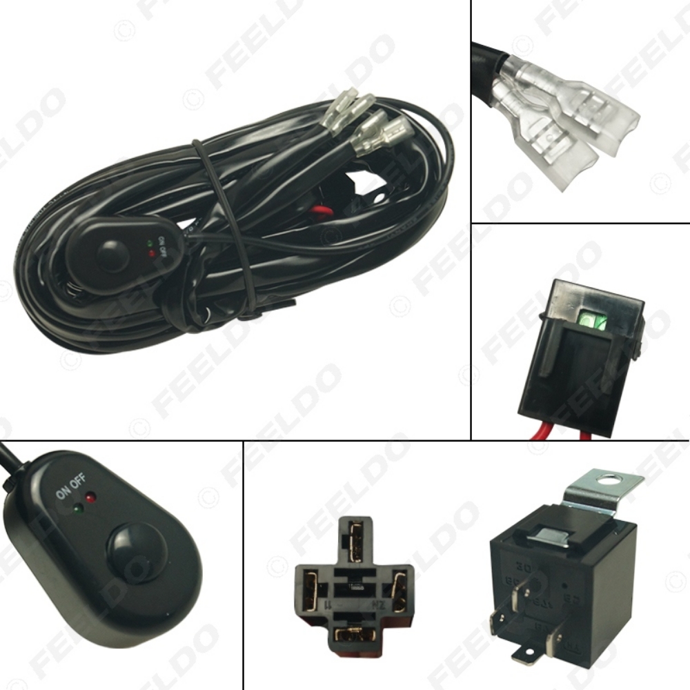 Picture of 12V/24V 3M Car LED Light Bar Wire Wiring Harness Switch Relay Kit for Connect Led Work Lamp 1 Lead 2 Lead 4 Lead  