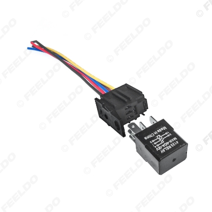 Picture of Car DC 12V 40Amp 5Pin Alarm Relay With Wire Automotive Relay 5-hole Harness Socket Rated Current Car Automotive Alarm Relay