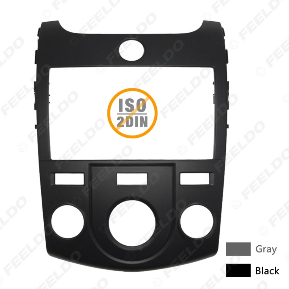 Picture of Gray/Black Car Radio Fascia Frame For KIA Forte(09-12)/Cerato(09-12)/Naza Forte Manual AC  Dashboard Panel Trim OEM 2DIN Size Reinstallation