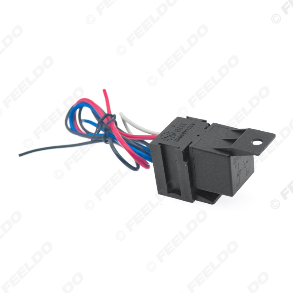 Picture of DC12V 40Amp 4Pin Car Alarm Relay With Wire Automotive Relay 4-hole Harness Socket Rated Current Car Automotive Alarm Relay
