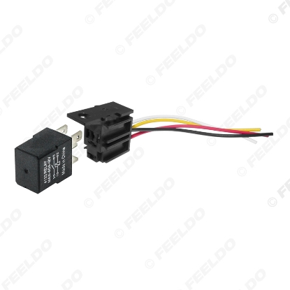 Picture of Car DC 12V 40Amp 4Pin Alarm Relay With Wire Automotive Relay 4-hole Harness Socket Rated Current Car Automotive Alarm Relay