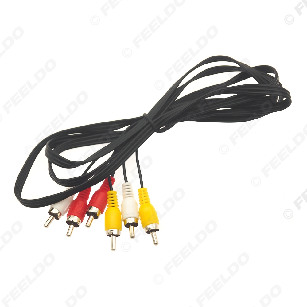 Picture of 1PC 1.5M 3-RCA Male to 3-RCA Male Jack Plug Audio Video AV Extension Cable Stereo AV Connector Cord Media Player Adapter